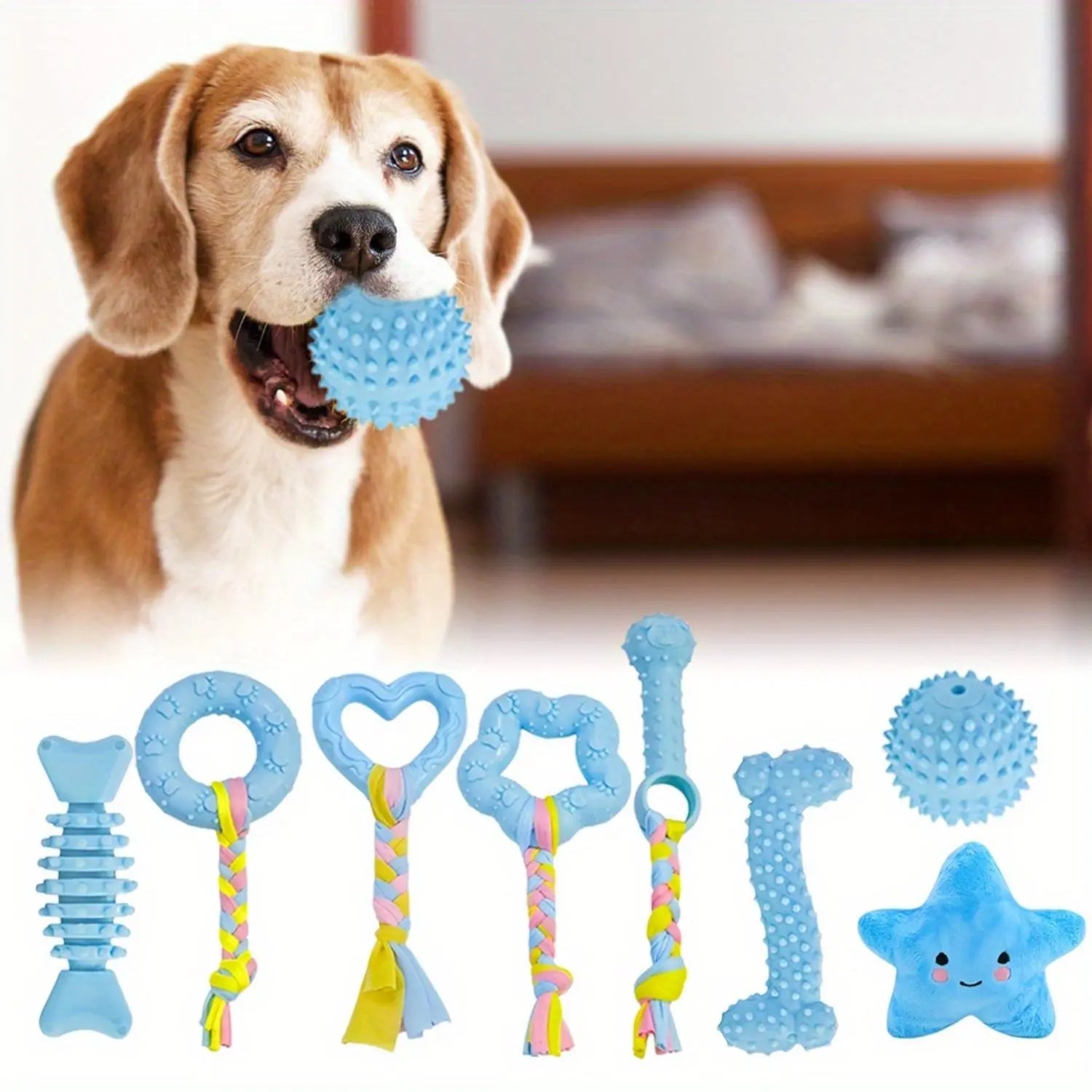 8/6 Pack Blue Puppy Toys Set,Puppy Chew Toys for Teething,Cute Pink Small Dog Toys Set,Teething Toys for Puppies,Soft Durable Interactive Chew Toy for Small Dogs,Christmas Party Father'S Day Gifts