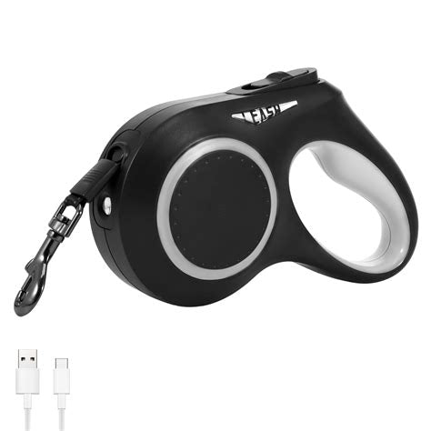 Adjustable Retractable Pet Leash with LED Light for Night Walking