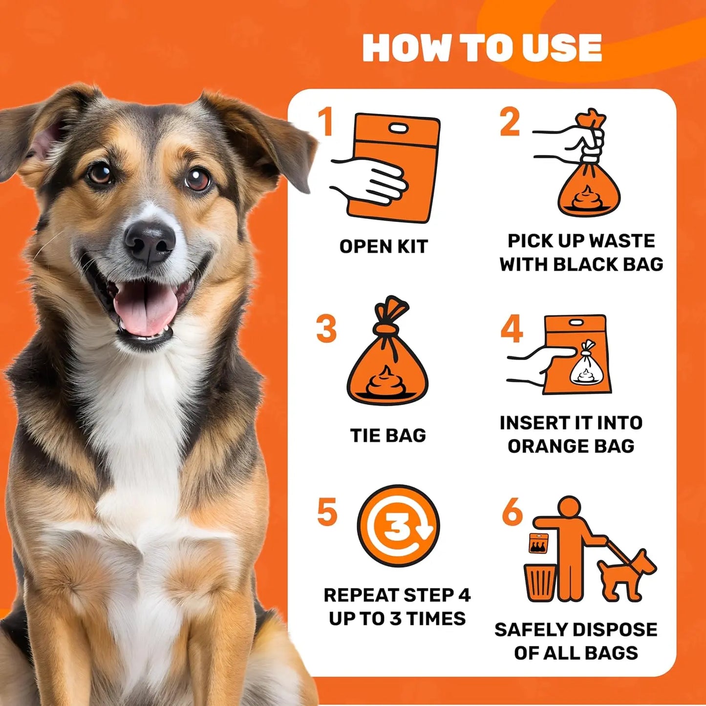 Cleanwaste Waggy Baggy, Adventure Ready Dog Waste Bags with Smell-Proof, Dual Bag System, with Convenient Carry Handle, 10Ct